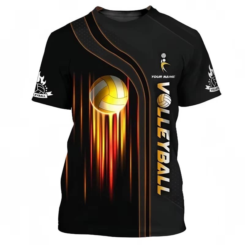 2026 New Fashion volleyball pattern T-shirt - Summer casual sportswear - 3D printed loose quick-drying T-shirt top