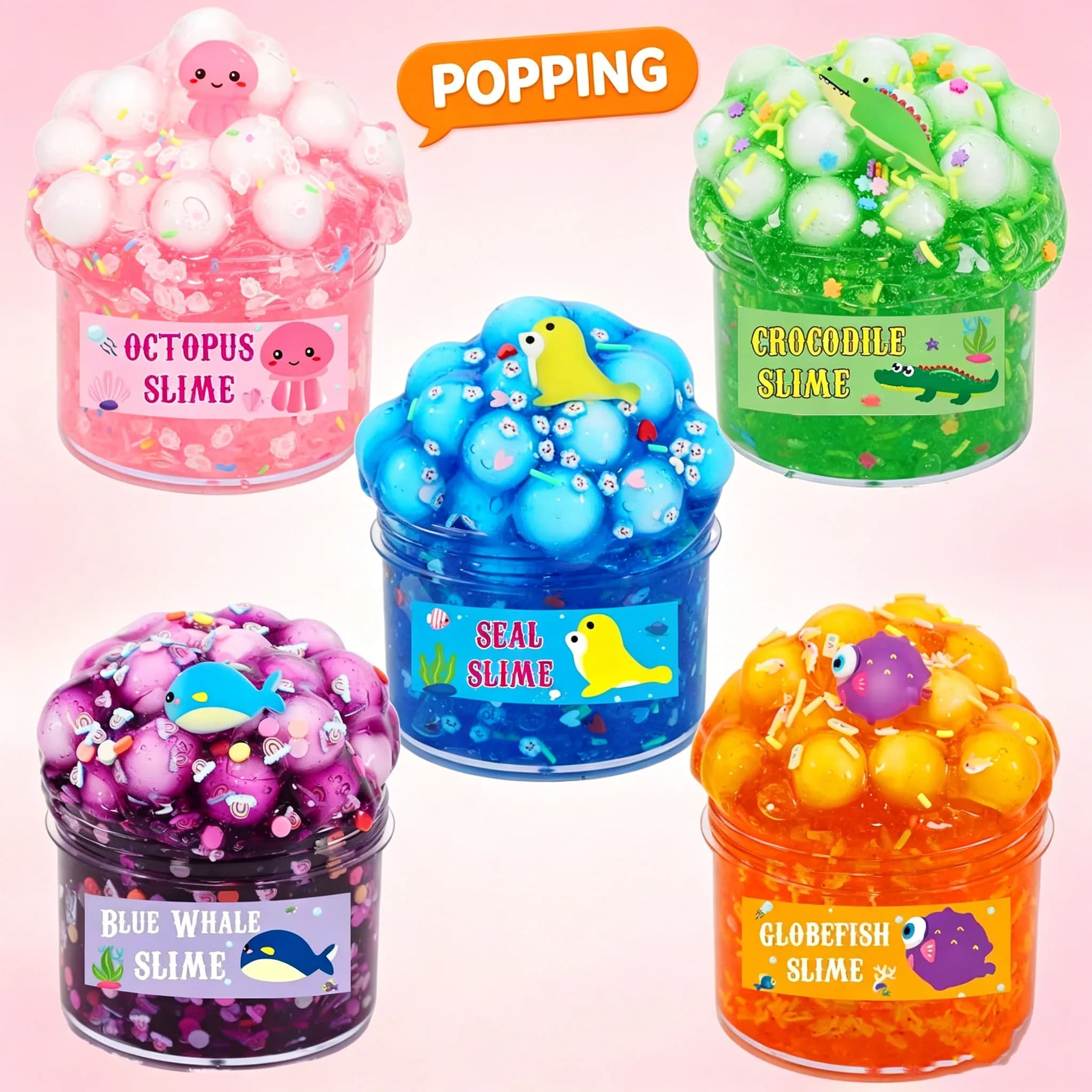 2.37oz Jelly Cube Crunchy Crystal Slime kit Clear Sticky Slime Soft DIY Non-Sticky Stretchy Sludge Party Favors Birthday Gifts