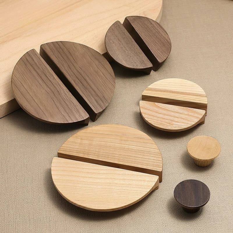 Nuova maniglia per porta dell'armadio in legno semicircolare con venature del legno in stile cinese, maniglia per porta dell'armadio in noce