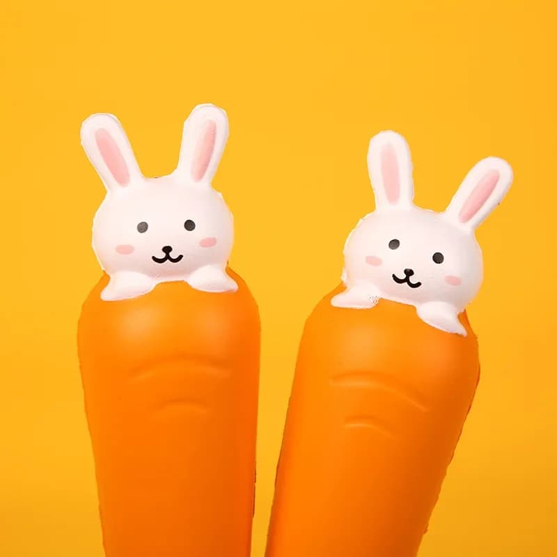 20 pezzi di gel modellante testa di coniglio carota studente che scrive gel morbido materiale scolastico Kawaii penna di cancelleria