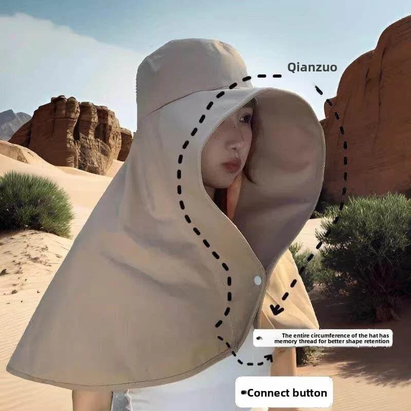 Cappello da Sole Integrale da Donna con Sciarpa Integrata, Protezione UV per Esterni, Copricollo e Tesa Larga, Ideale per Nuoto