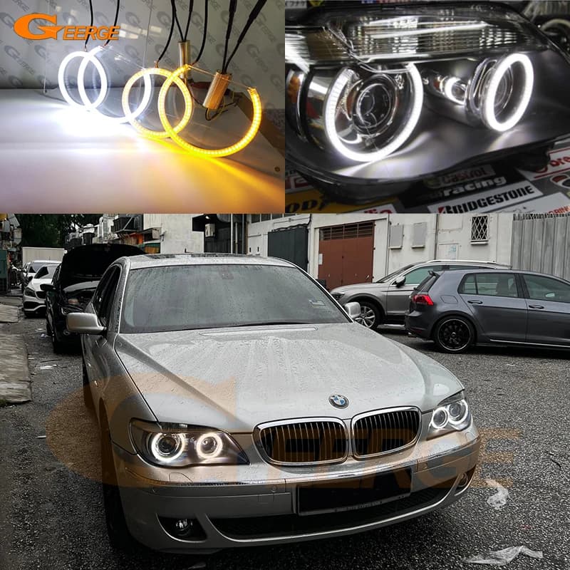 Per BMW Serie 7 E66 E65 Facelift 2006 2007 2008 Ultra Luminoso A/W Switchback Luce diurna Indicatori di direzione LED Angel Eyes Kit Halo Anelli
