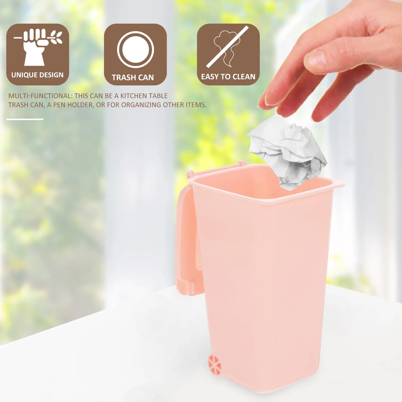 Mini Desktop Trash Can PP Material Multi-Function Desk Organizer Small Waste Bucket for Kitchen Bedroom Study Office Table