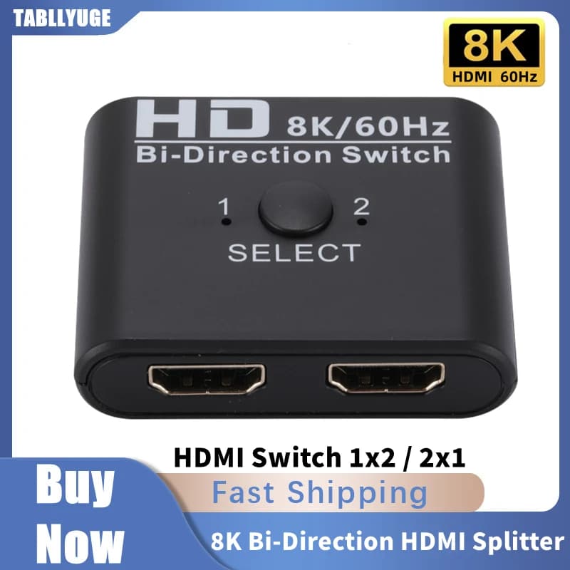 Switch bidirezionale 8K 60Hz Splitter compatibile HDMI 1x2/2x1 Switch HDMI 2 in1 uscita per PS4/3 TV Box Monitor TV Proiettore Adattatore