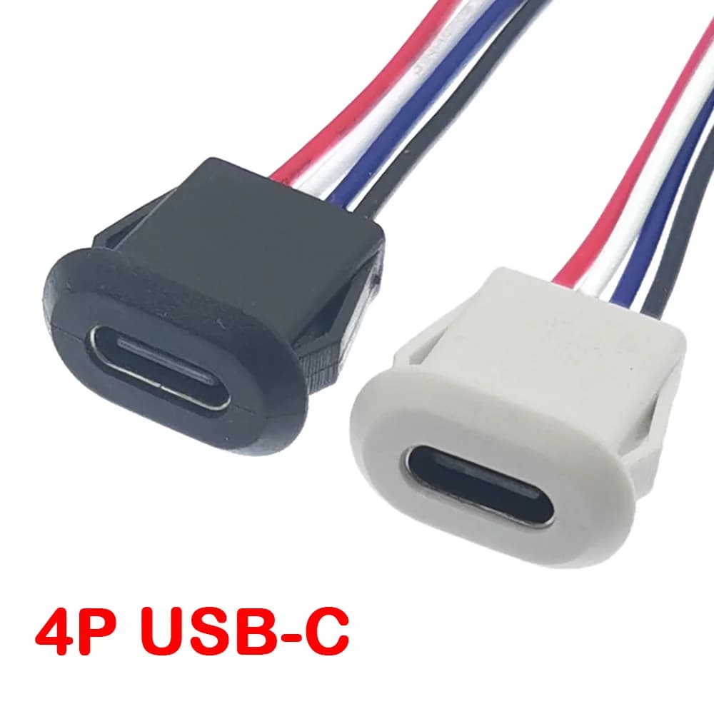 Connettore USB tipo C a 2 pin 4 pin Jack femmina con fibbia per scheda 3A Porta jack di ricarica ad alta corrente USB-C Presa per caricabatterie 2P 4P