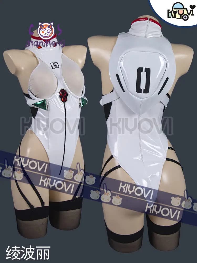 Costume cosplay Ayanami Rei Anime EVA, costume da bagno sexy in pelle da donna, calzini, tuta da spiaggia per Halloween e carnevale, uniforme Ayanami Rei