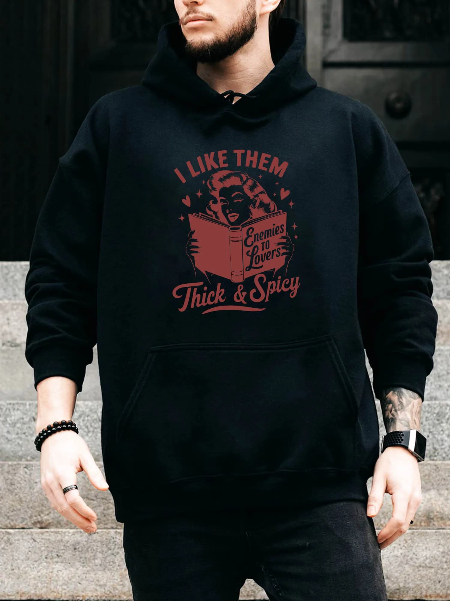 Like Them Felpa con cappuccio da uomo spessa e piccante con coulisse - Pullover nero casual e confortevole, felpa con cappuccio autunno e inverno