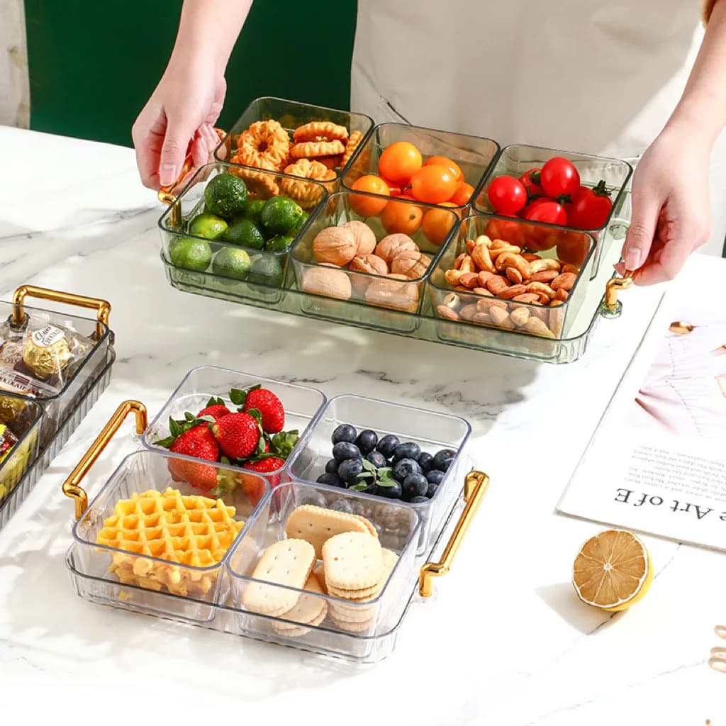 Semplice piatto di frutta di lusso snack piatto diviso soggiorno domestico vassoio di plastica multifunzionale scatola di imballaggio di frutta secca