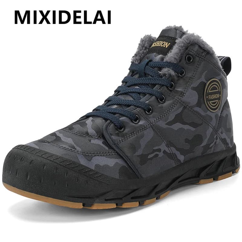 Stivaletti impermeabili da uomo stivali da neve invernali caldi in peluche da uomo Sneakers da esterno stivali da lavoro stivali da uomo invernali in gomma da uomo di grandi dimensioni