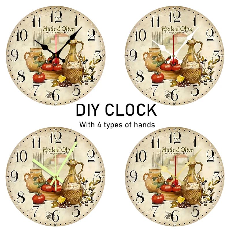 Wall clock 1 piece - Silent round flat clock with 10 inch ticking - Artificial wood veneer, for living room, bedroom, kitchen, office