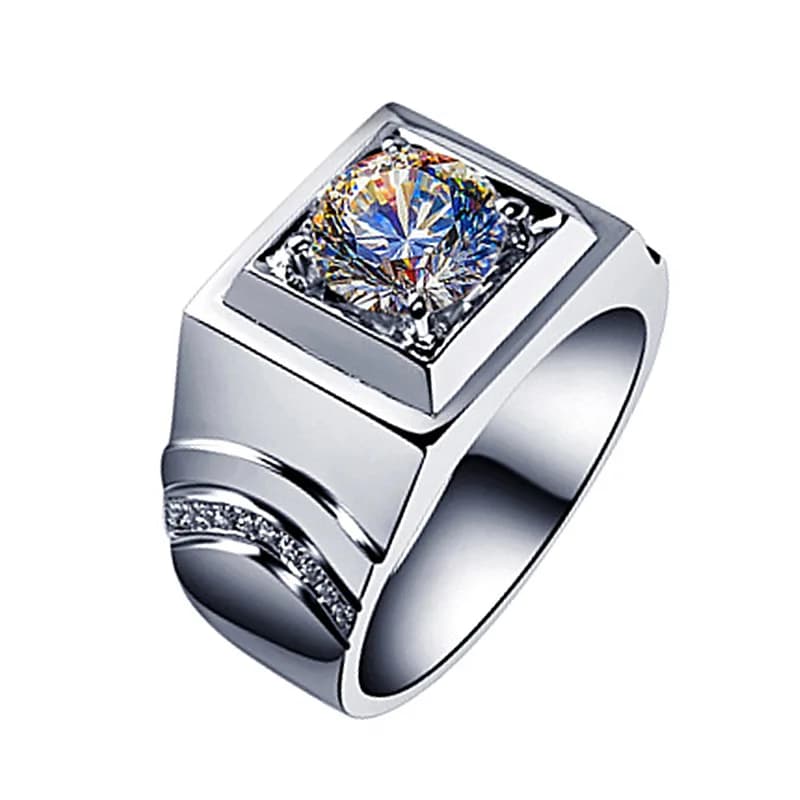 Luxury Solid Platinum Diamond 1 karat Men's Ring Aggressive Men's Platinum Diamond Ring