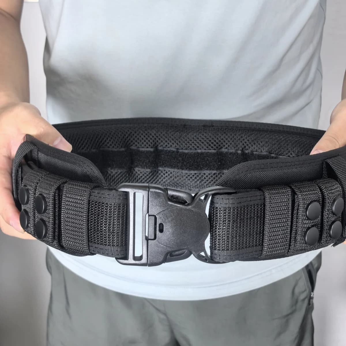 Cintura tattica multifunzionale con fibbia per cintura esterna leggermente dura e spessa da 5 cm di larghezza, cinturino esterno in nylon con velcro