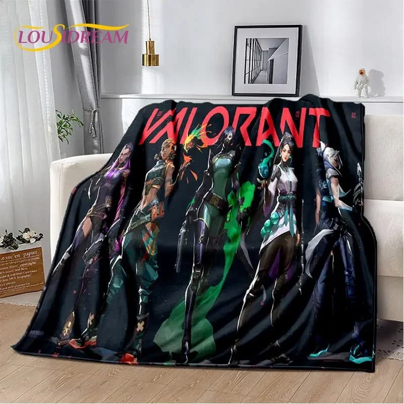 Coperta morbida in peluche 3D HD VALORANT Game Gamer Cartoon, coperta in flanella per soggiorno, camera da letto, divano letto, copertura da picnic