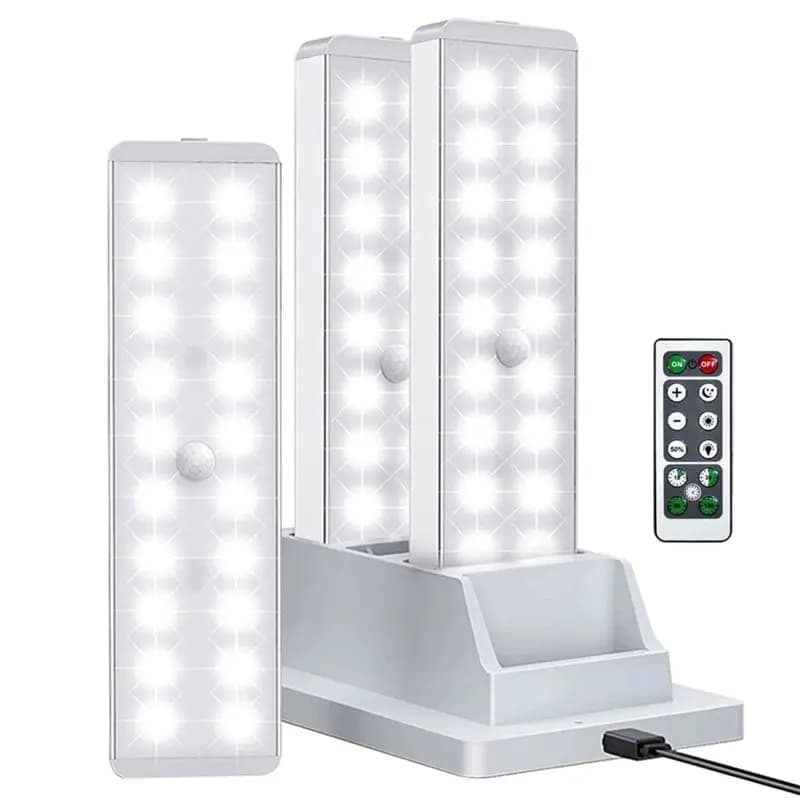 ABDJ-LED Closet Light With Motion Sensor, 3 Pcs Rechargeable Under Cabinet Lighting Including Charging Station& Remote Control