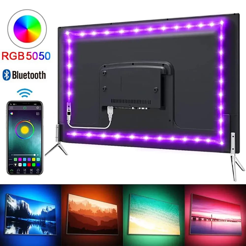 RGB Led Strip Light Bluetooth App Control 5V USB Led Tape Flexible Ribbon Diode Tape for TV Backlight Room Decoration