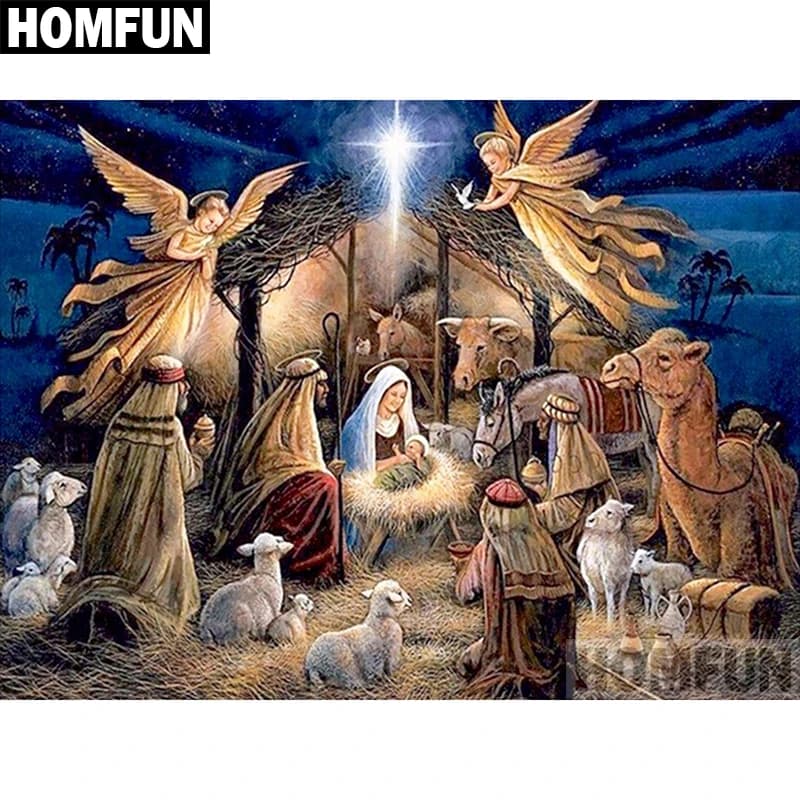 HOMFUN Full Square/Round Drill 5D DIY Diamond Painting "Angel Jesus" Embroidery Cross Stitch 5D Home Decor Gift A02176