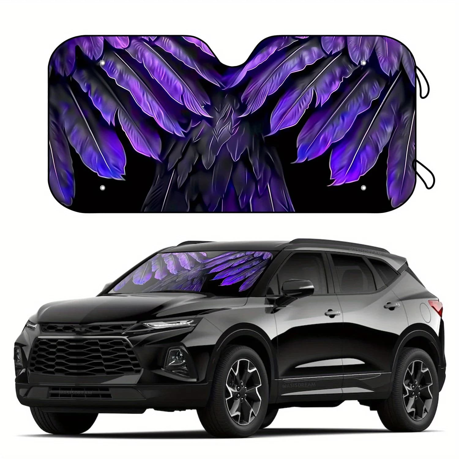 Adiffly Purple Wings Parabrezza per camper Parasole 57 x 27,5 pollici con 4 ventose gratuite Mantiene l'interno di SUV Accessori per auto interessanti