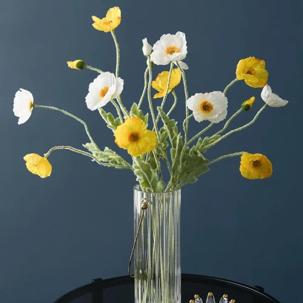 Party Home Decor Gorgeous Real Touch Realistic Elegant Faux Bouquet Fake Poppies Flowers Silk Plants Artificial Papaver Rhoeas