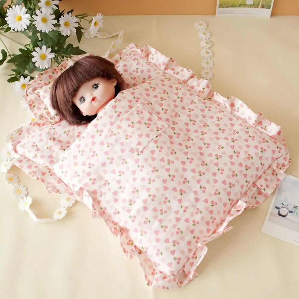 With pillow doll sleeping bag clothes for dolls imitation games miniature bed linen 32 cm bed linen for dolls four pieces toys DIY