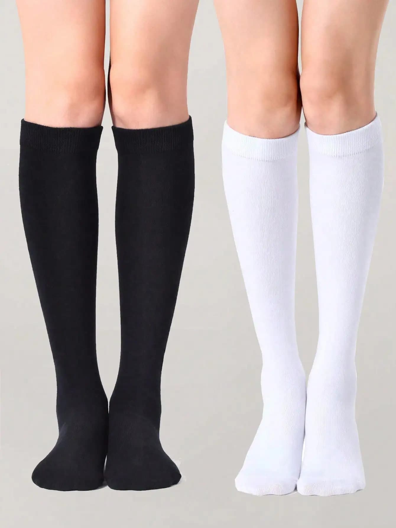 Calze morbide da donna, calze lunghe bianche e nere, calze anti-odore per ragazze, calze calde al ginocchio, calcetines