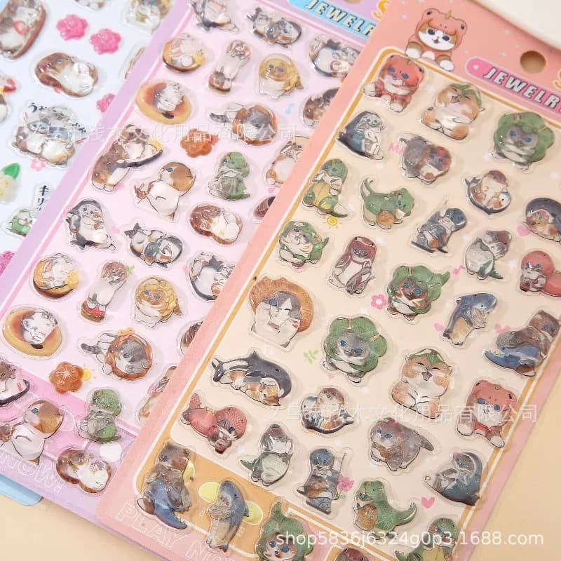 4Pcs Mofusand Cute Cartoon Decorative Stickers DIY Ornament Decals for Journal Planner Phone Case Notebook Scrapbooking Supplies