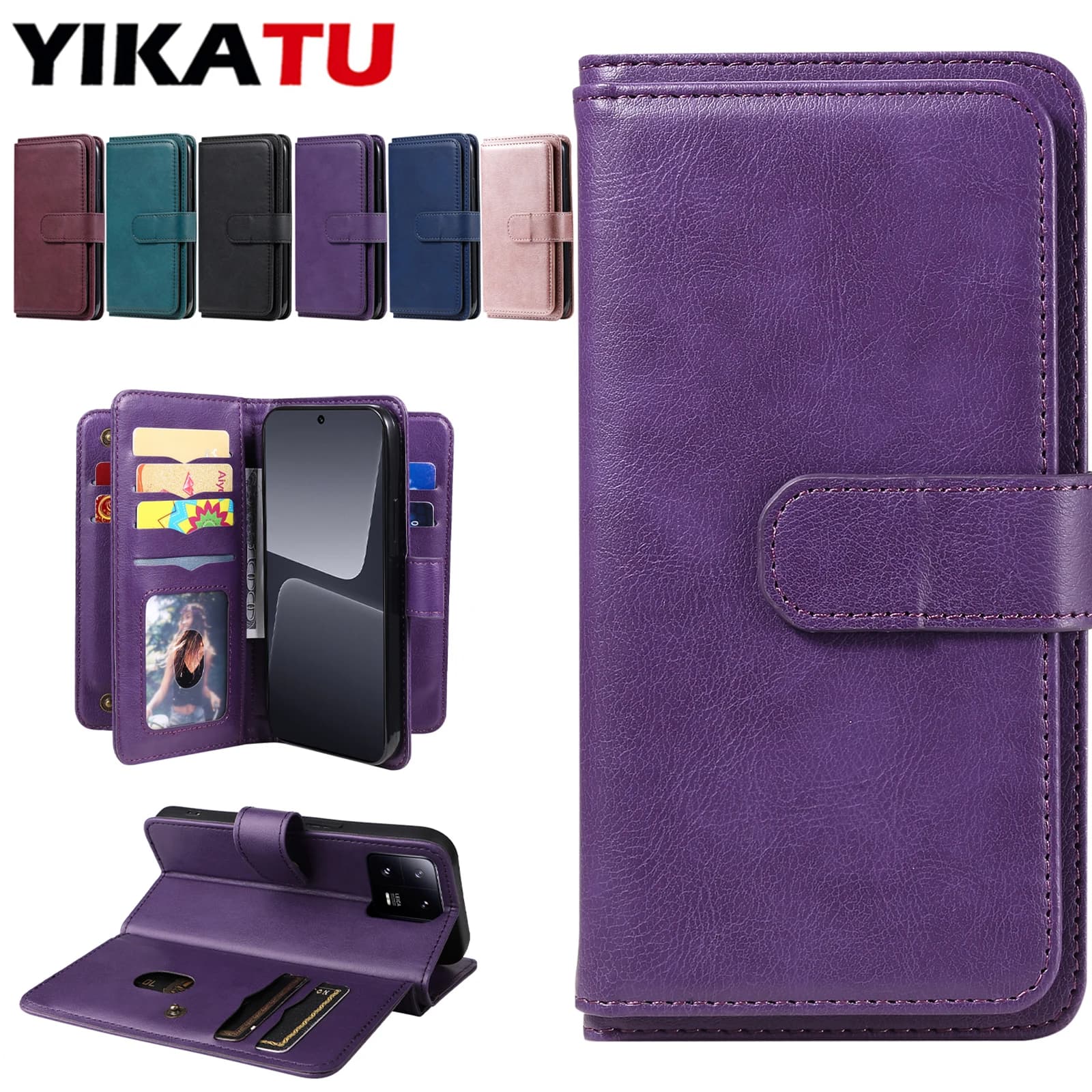 Custodia a Portafoglio con Slot per Carte e Chiusura Magnetica in Pelle per Xiaomi Poco C75 C65 X6 X5 Pro 5G X3 NFC M6 M5S M3 F6 F4 GT F3