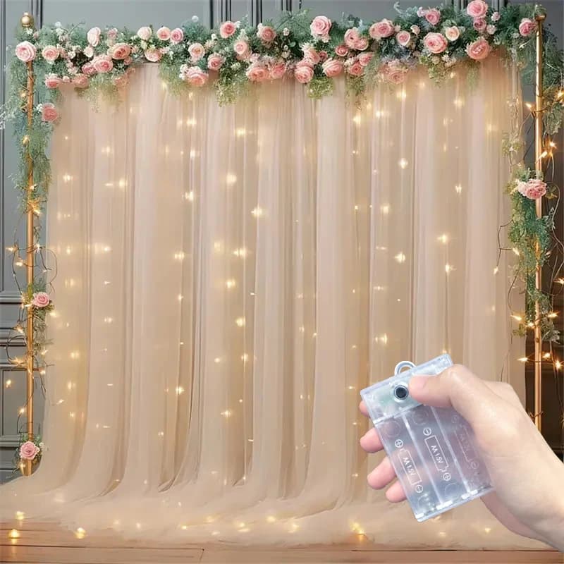 Luci a LED a Batteria AA per Tende, 8 Modalità, Decorazione per Feste, Matrimoni, Camere da Letto, Festival, Anniversari