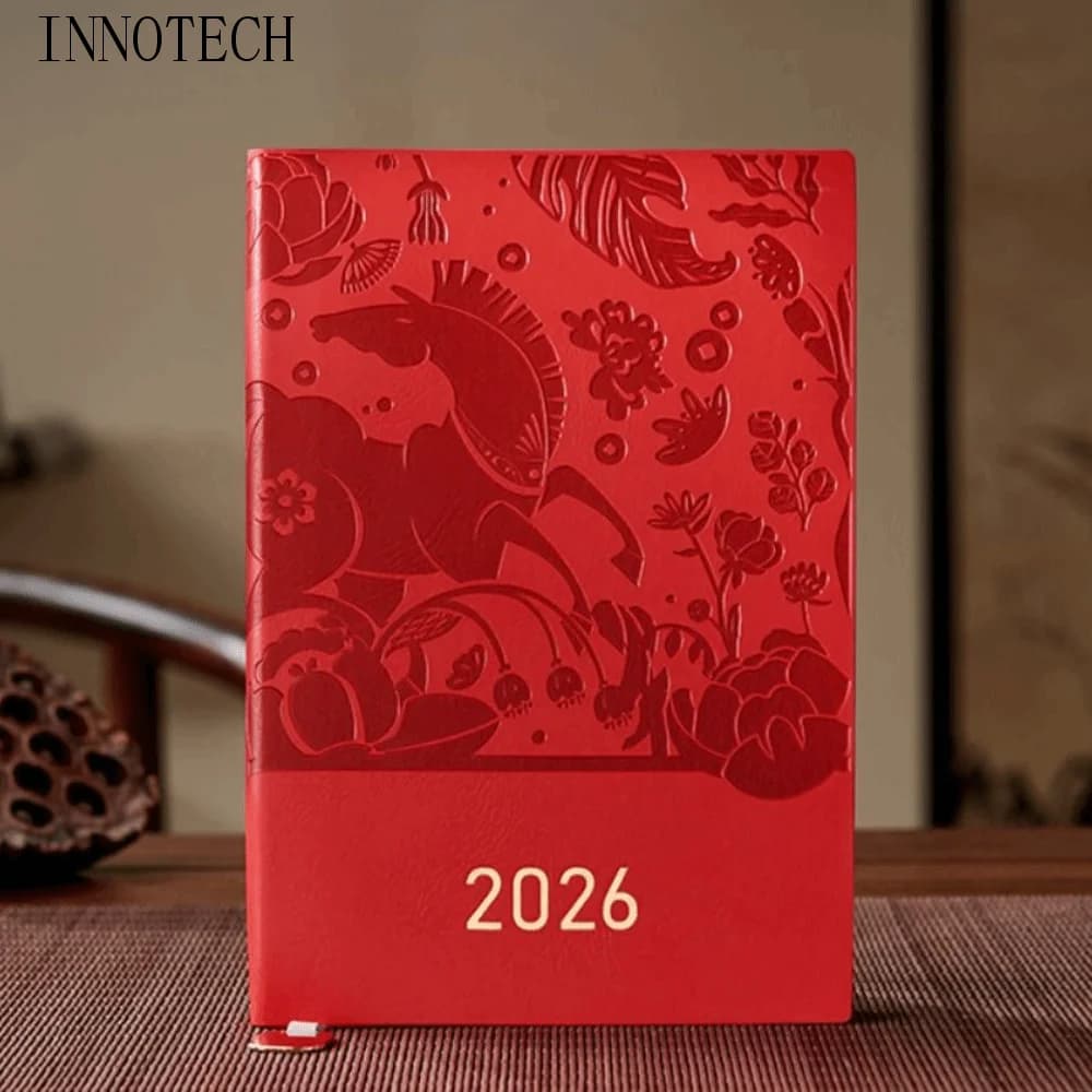 PU Leather Year of Horse Notebook Thickened Wear-resistant Office Journal Diary Notepad Portable Stationary Class lined NoteBook