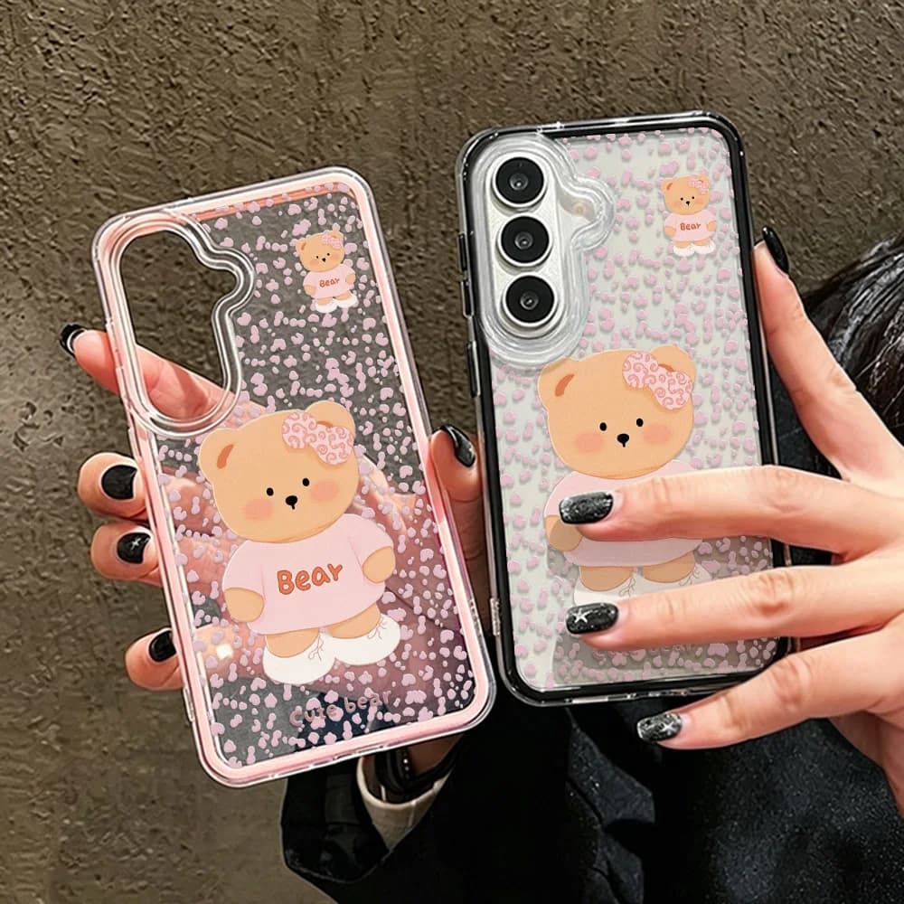 Cute Bear Two-in-one Phone Case For Samsung S25 Ultra A56 S26 Ultra A57 5G A55 A17 A07 A37 S23 A34 S24 Plus A25 TPU Capinha Caha