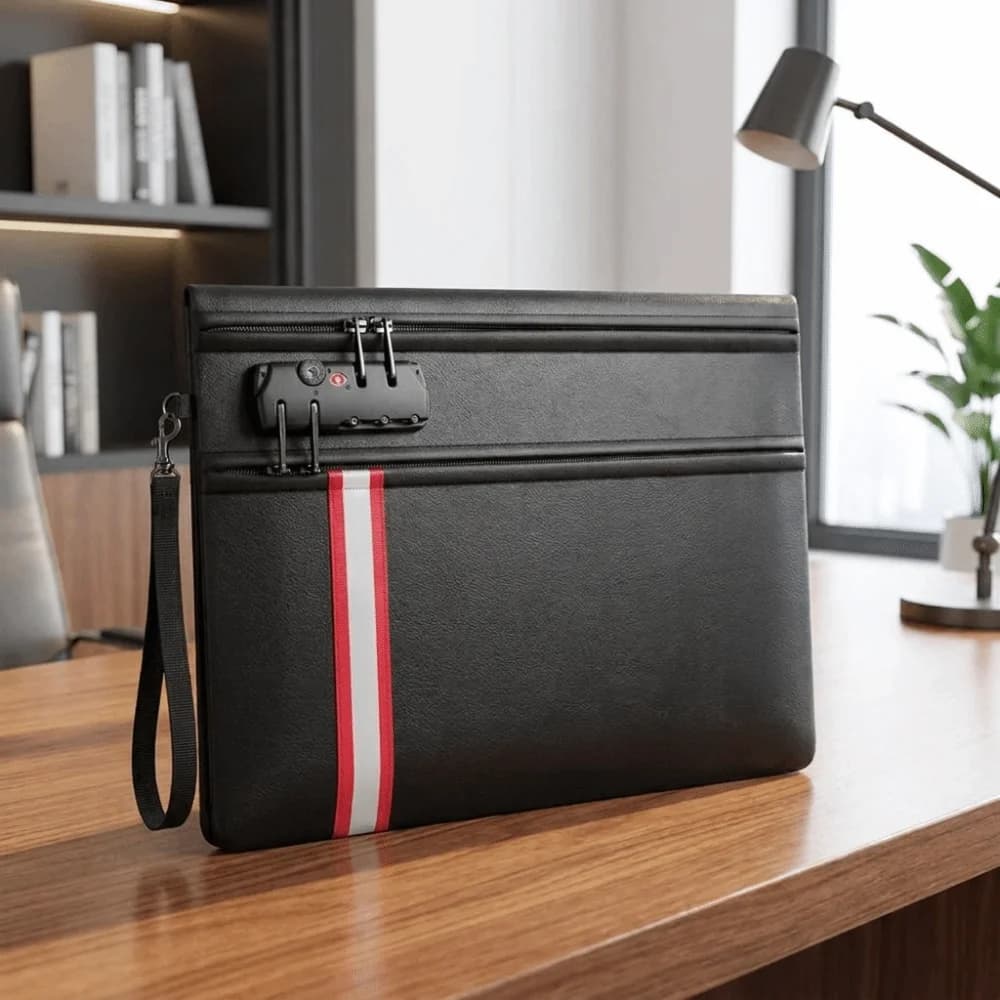 Lockable Fireproof Document Bag Waterproof Heat-resistant Safety File Folder Large Capacity Portable Dual-Zip Cash Pouch Letter