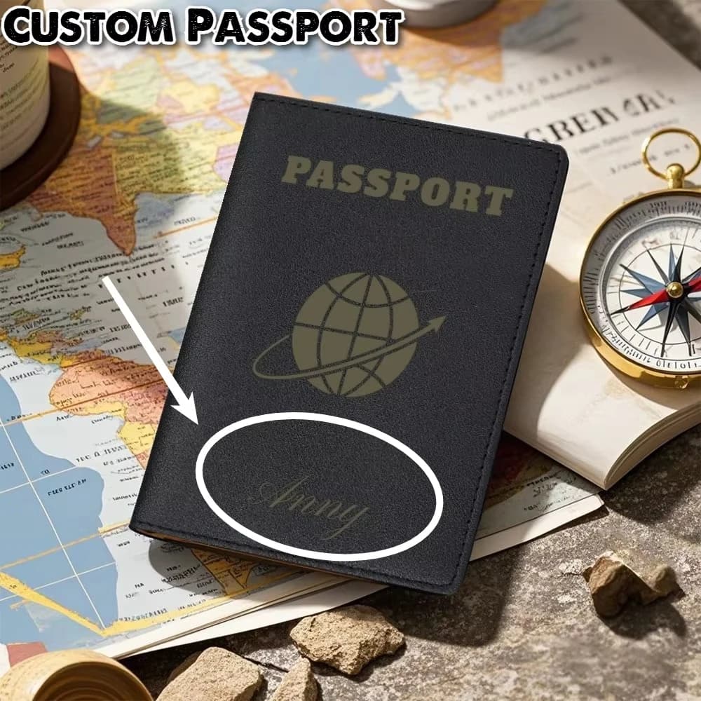 Personalized World Map Custom Passport Cover Holder, Protective Organizer Wallet for ID, Credit Cards & Travel Documents