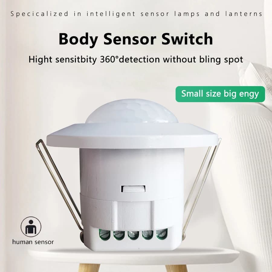 Rivelatore LED regolabile con interruttore sensore a infrarossi per corpo umano incorporato AC/DC 24-265V PIR 360 ° Interruttori del sensore di controllo della luce di grado