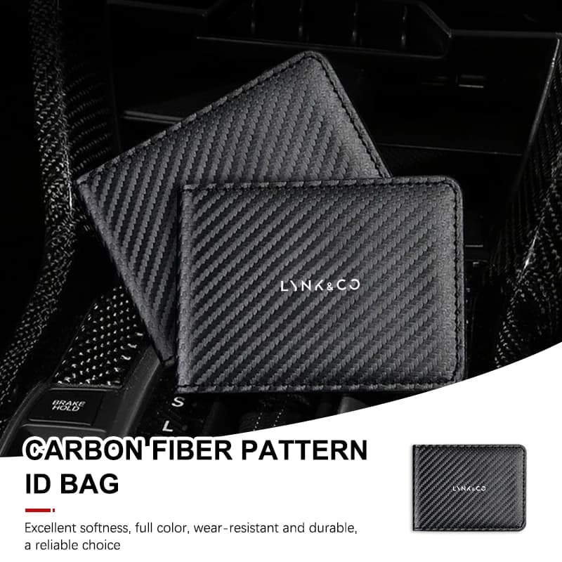 Carbon Fiber Credit ID Bag Card Wallet Holder Passport Cover For LYNK&CO 01 02 Hatchback 03 Phev 05 Phev 06 Phev 09