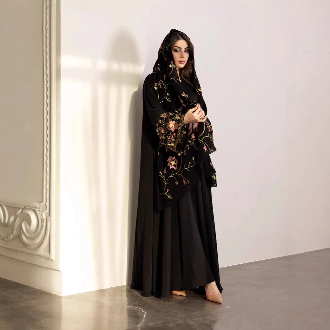 Women's Dress Eid Muslim Women's Dress Abaya Dresses 2 Pieces Scarf Long Dress Embroidery Jalabiya Caftano Dresses Morocco