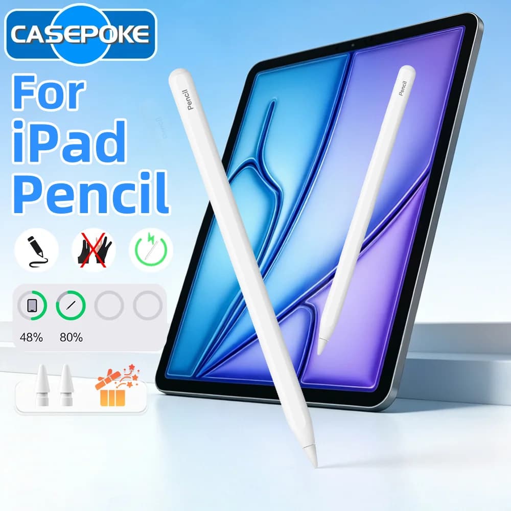 Penna Stylus per Apple Pencil 2 con Ricarica Wireless e Rilevamento del Palmo per iPad A16 11a 10a Gen Pro 11 12.9 13 Air 3/4/5/6 Mini 6