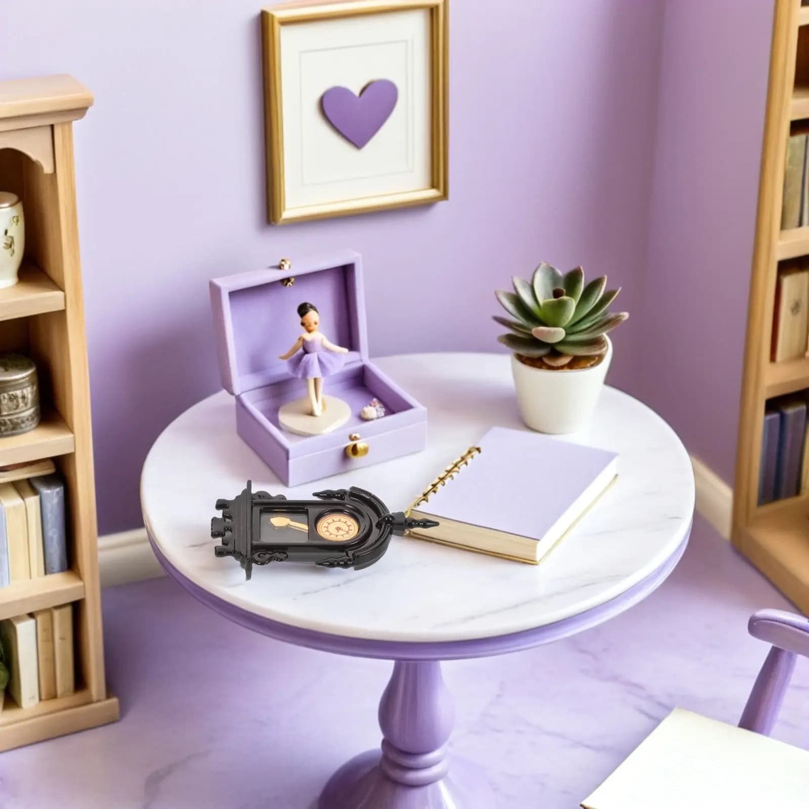 2 Pieces Miniature Dolls Wall Clock, Vintage Retro Decorative Watch with Bedroom Furniture and Kitchen Hands