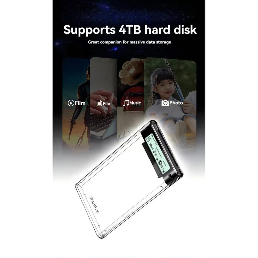 Nuova custodia per HDD esterna ShuoLe USB3.2 Custodia per disco rigido da 5 Gbps da 2,5 pollici Custodia SSD di tipo C Custodia per HDD SSD SATA per PC portatile