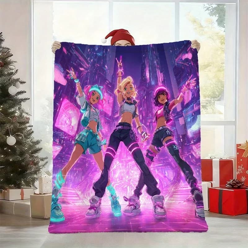 Coperta in flanella per ragazza ispirata a KPOP - Morbida e leggera per divano letto, ufficio, escursionismo, campeggio, compagno di viaggio portatile alla moda