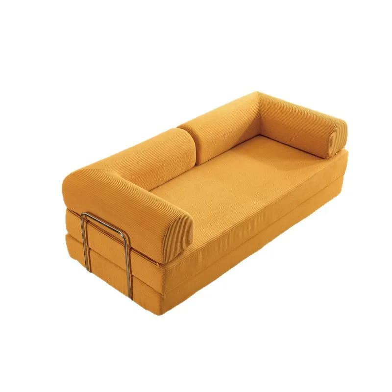 Fabric Two Seat Sofa for Small Apartments Foldable Double Sofa Bed with Removable Washable Cover Modern Design