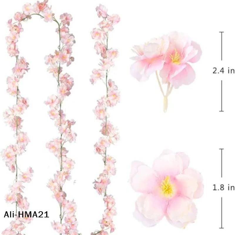 180 cm Artificial Cherry Flower Garland for Bridal Arch, Garden Background, Home Party Decoration, Fin Plants in Silk, Vineyard