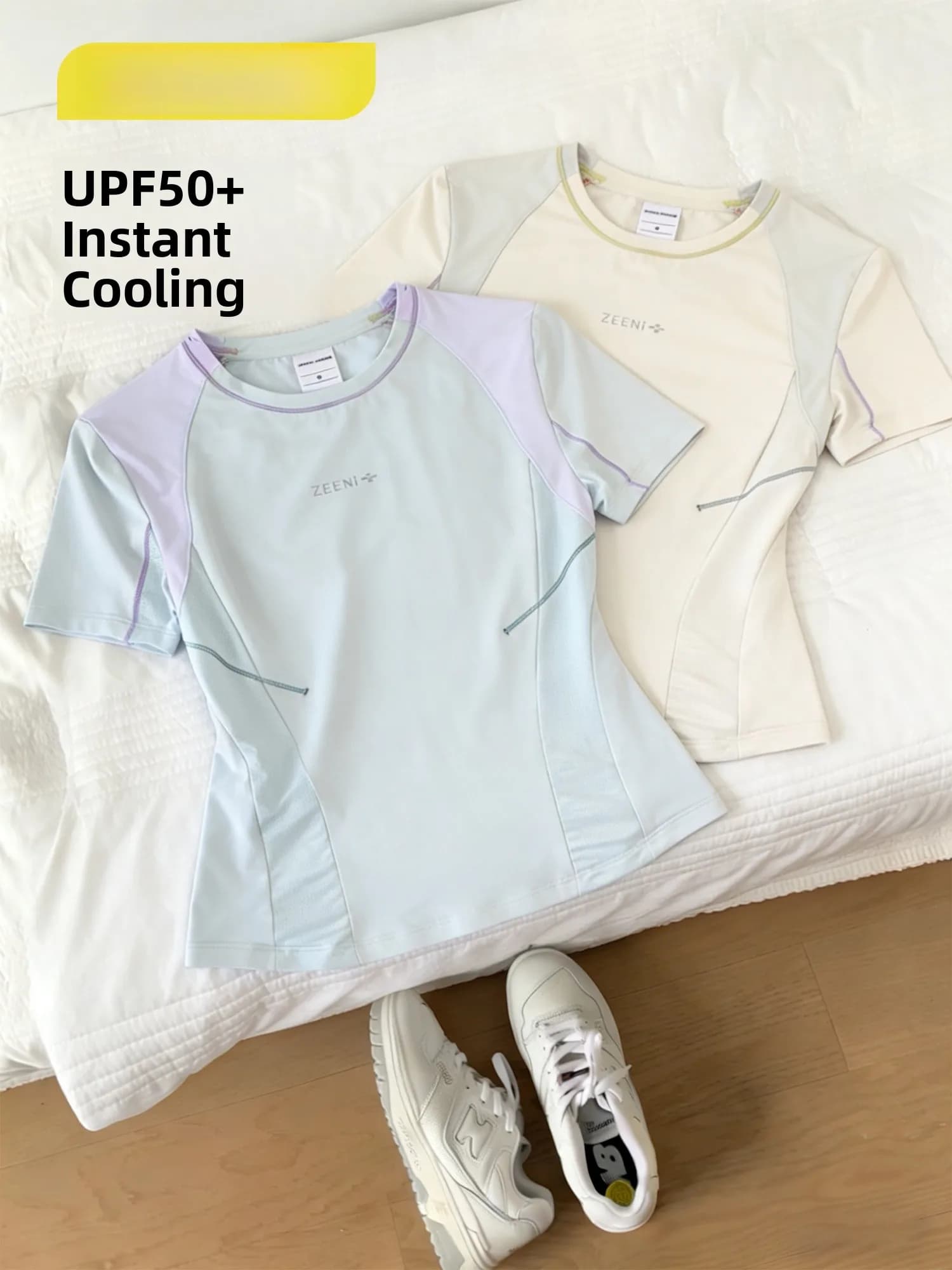 ZEENI T-shirt sportiva da donna a maniche corte, ad asciugatura rapida, protezione solare, per fitness, escursioni all'aperto, traspirante, girocollo