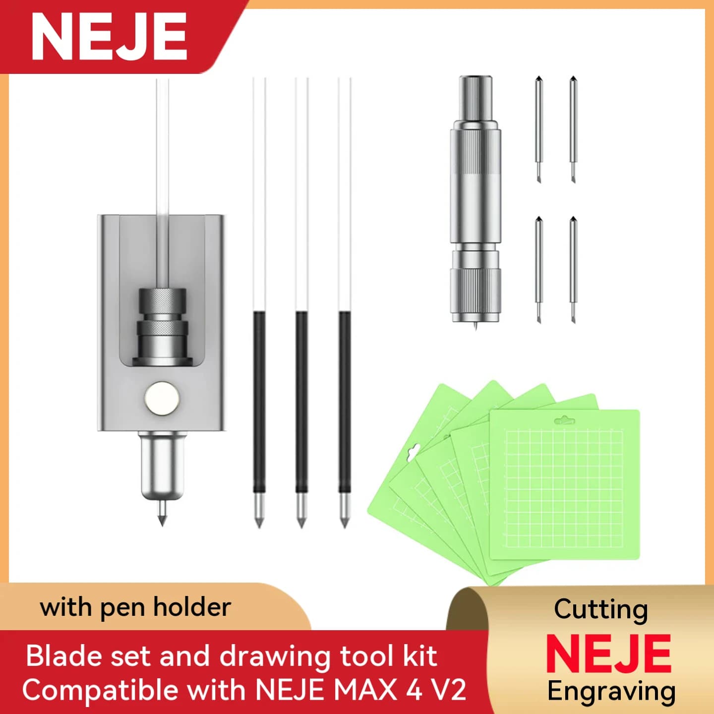 Set di strumenti per incisore laser professionale: lama NEJE originale + tappetino da taglio antiscivolo + penna da disegno per fai da te MAX 4 V2 - Spedizione veloce