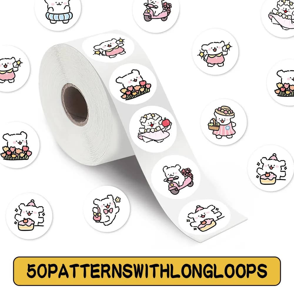 500 pezzi/rotolo adesivi sigillanti maltesi simpatico cartone animato - decalcomanie graffiti per bagagli, custodie per telefoni, laptop (LanLanStickersWorld Store)