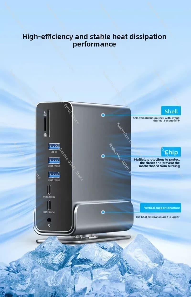 Hub USB C 16 in 1, docking station multifunzionale con porta Ethernet RJ45, porte USB, adattatore con uscita HD 4K
