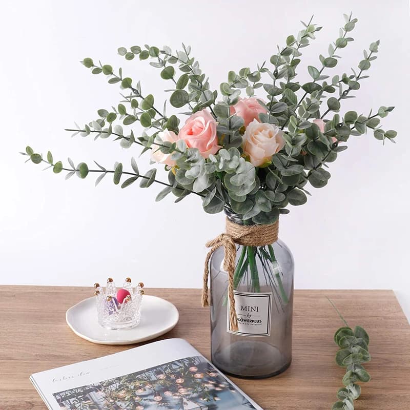 30/50 pcs Artificial Eucalyptus Leaves Wholesale Fin Plants Vase House Table Fillings Party Wedding Decoration Christmas Exterior Garden