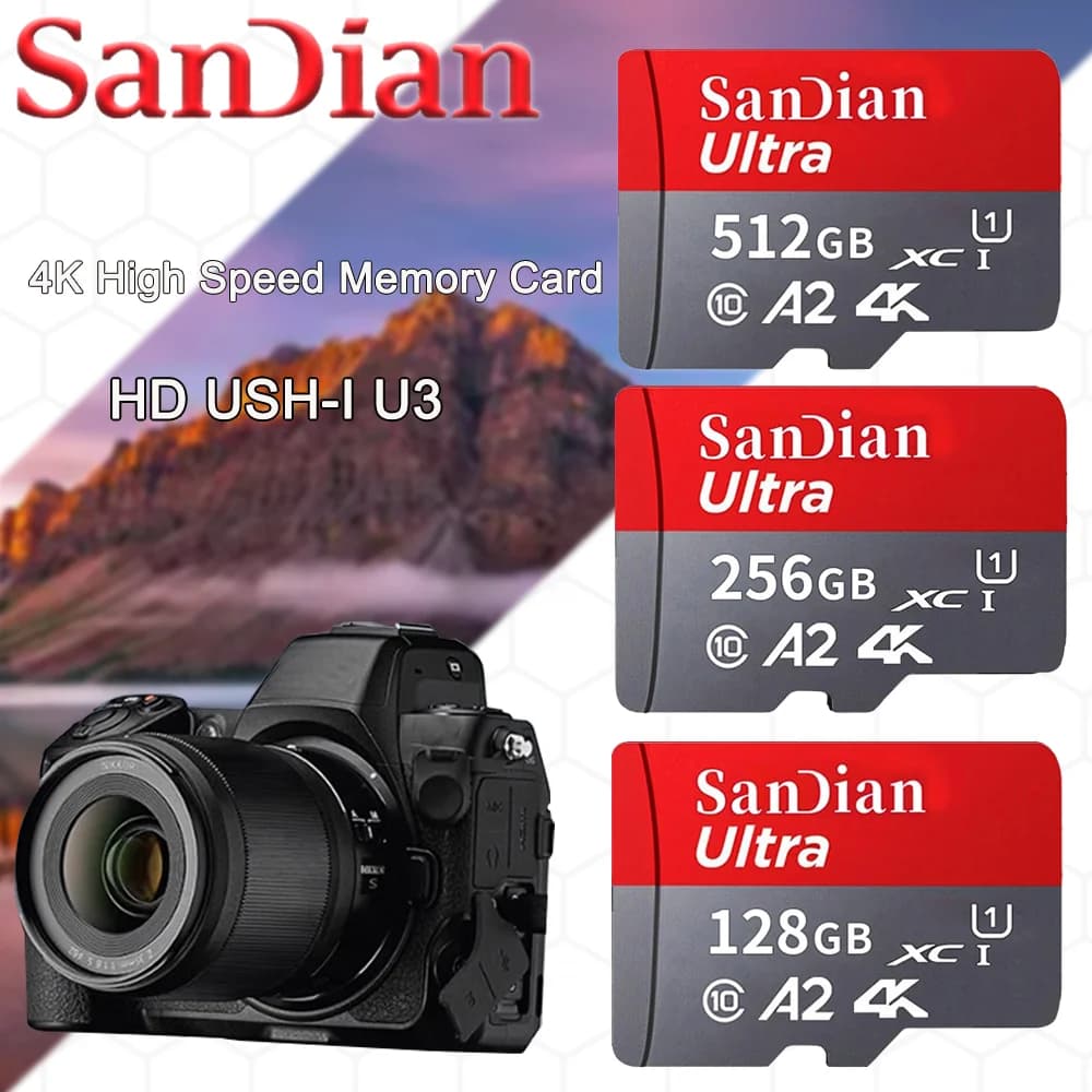 4K Compatible 64G 128G Micro SD Card High Speed U3 V30 A2 TF Memory Card for Digital Camera Photo Storage Canon Nikon Samsung
