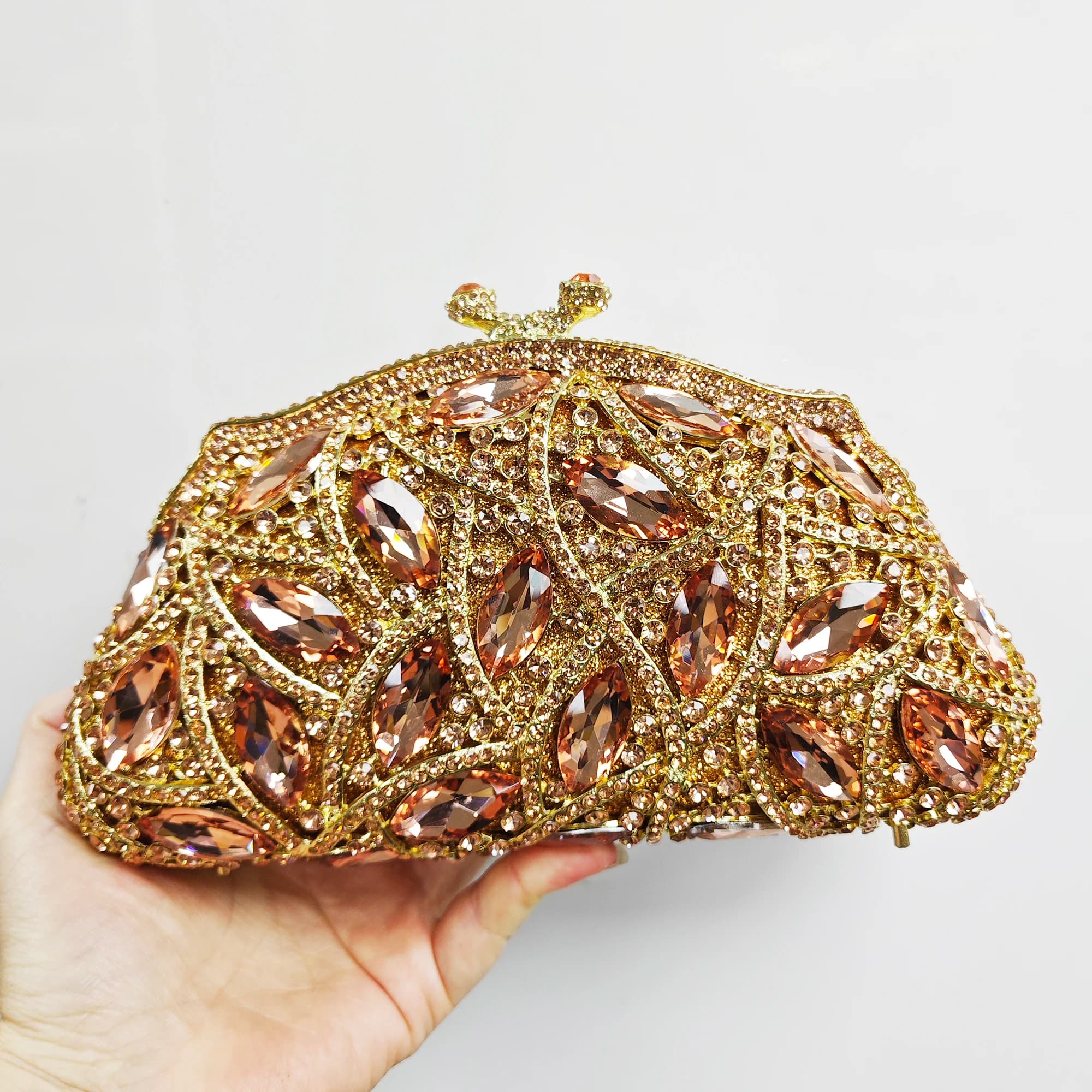 Pochette da sera da donna con strass grandi New Champagne/Silver Diamond frizioni formali borsa da ballo per feste borse da sposa da sposa
