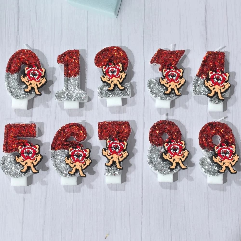 Candele Decorative a Forma di Numeri 0-9 per Torte, Tema Stranger Things, Decorazioni per Feste di Compleanno 2026