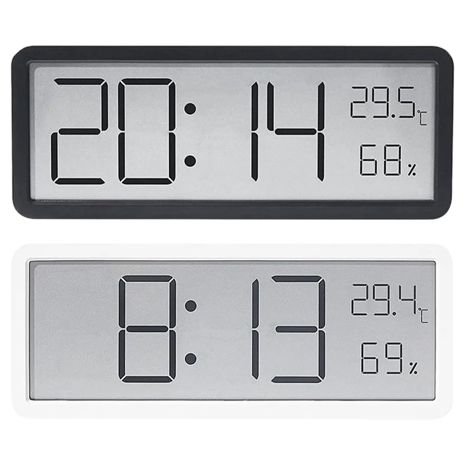 Digital Wall Clock with Large Display 12/24 Hours, Multifunction with Date and Time, Table Clock with Office Temperature Indicator