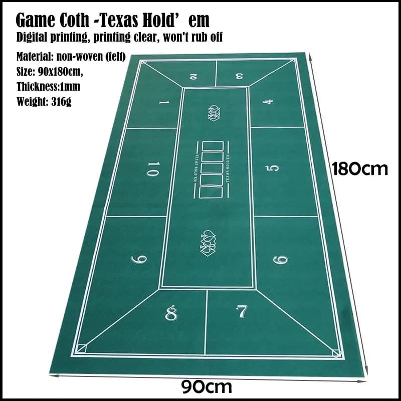 Texas Poker Mat 180x90cm Poker Mahjong tappetino da tavolo da gioco Texas Poker Blackjack tappetino da gioco Convenienza gioco intrattenimento accessori